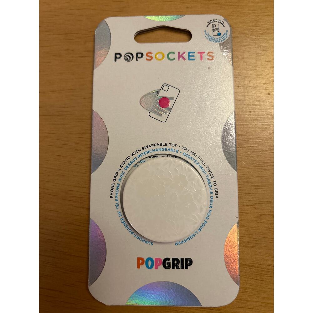 New Popsockets Swappable Top Phone Grip & Stand Pop Grip White Floral